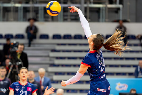 Szczecin 30.03.2026
Siatkowka mecz playoff Tauron Liga sezon 2025/2026 --- Polish volleyball top league playoff match in Szczecin: Chemik Police - PGE Budowlani Lodz
N/Z Paulina Damaske
Fot. Marcin Jasinski/Arena Akcji
